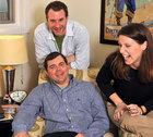 Julius Higgins, Steve Splonskowski, Erica Hintze sitting together laughing.